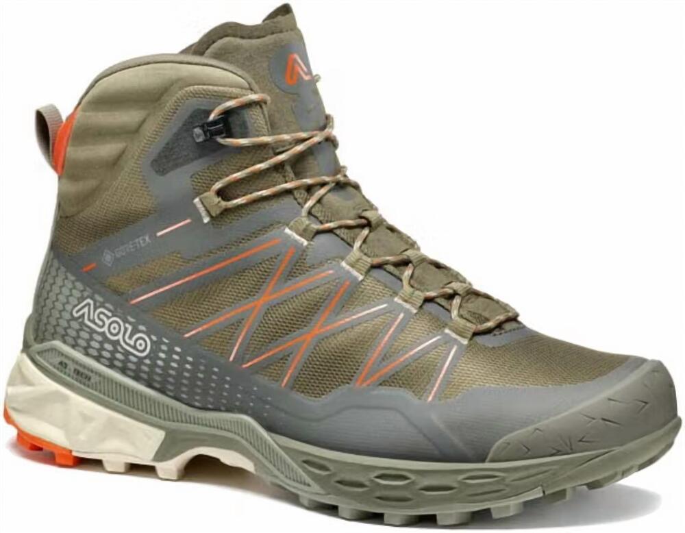 NEW ASOLO men's tahoe mid gtx hiking boot in olive/trance buzz